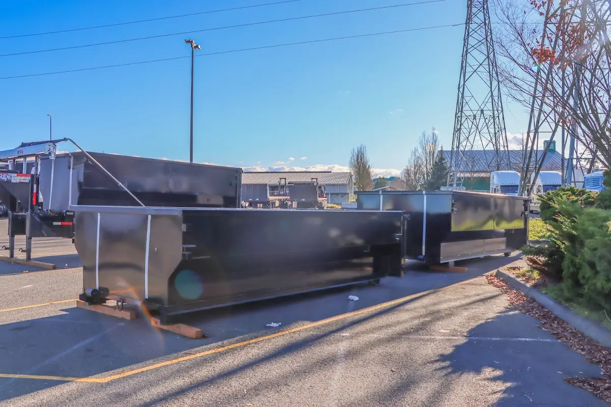 Roll-off dumpster ready for waste disposal at job site for Commercial Dumpster Rental in Hilmar-Irwin